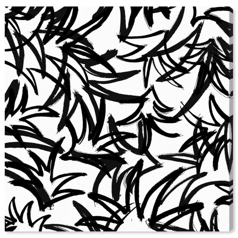 Wynwood Studio Canvas Floral and Botanical Pinapple Leaf Pattern Black and Modern & Contemporary Wall Art Canvas Print