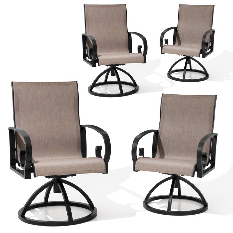 Outdoor Patio Swivel Dining Chairs with Sunbrella Textilene Mesh Fabric - Augustine Ashe - 4PC