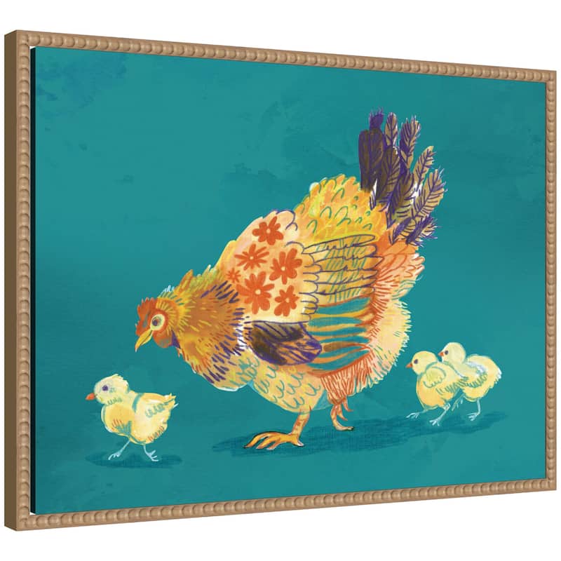Kate and Laurel Mother Hen by Lucia Gianello Framed Canvas Wall Art Print - 24 x 18