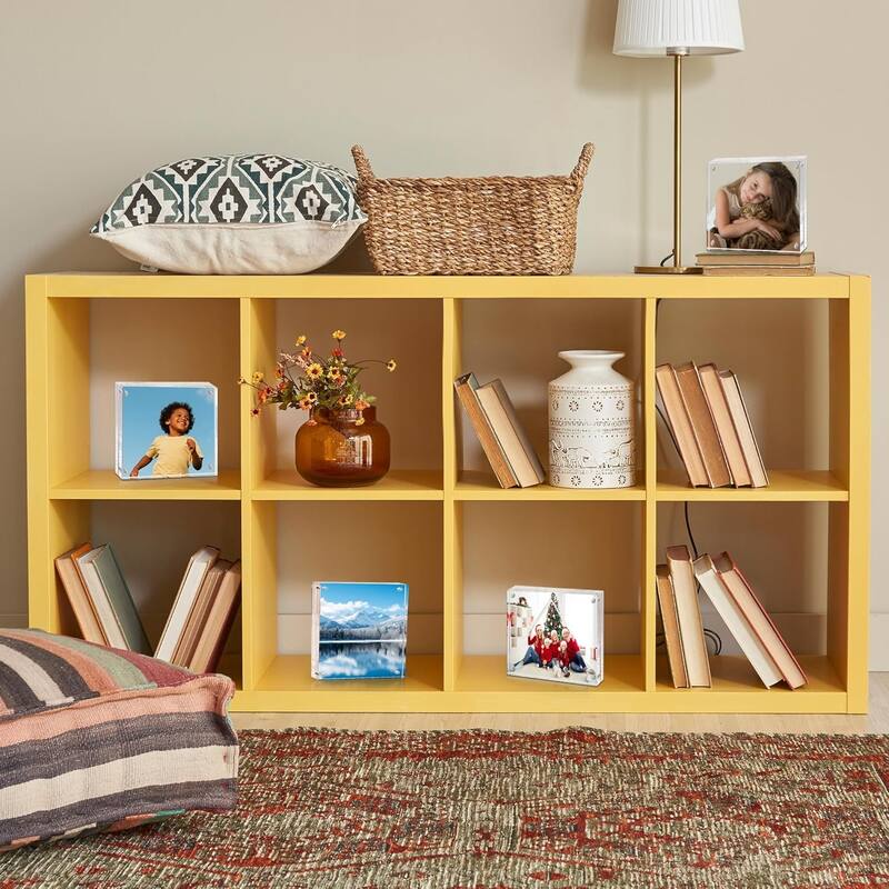 BP4U 4x4 Acrylic Picture Frames, Tabletop Magnetic Freestanding Photo Frames for Hoem/Office Desktop Display