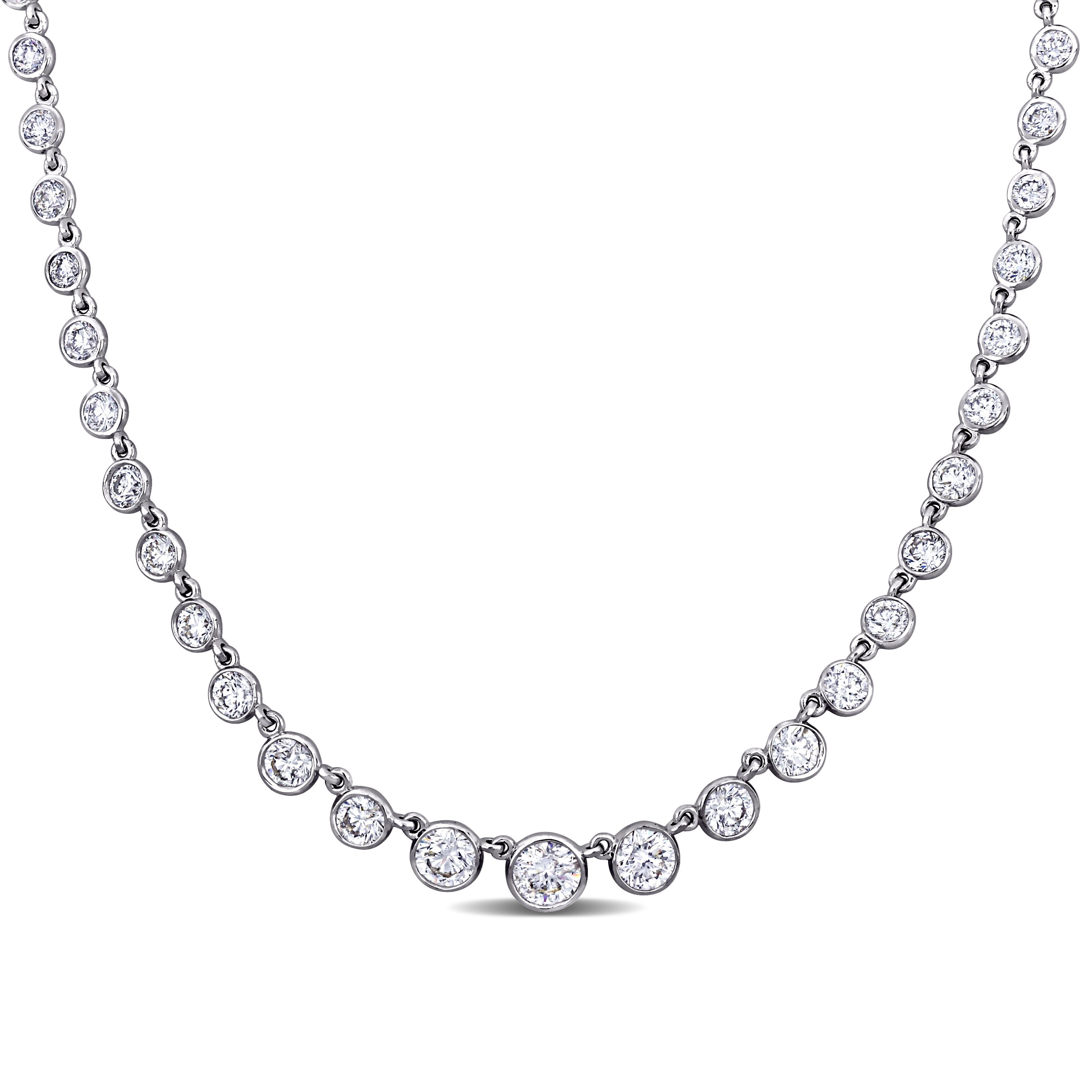 Miadora 14k or 18k White Gold Diamond Necklace 14 or 19 3/4ct TDW