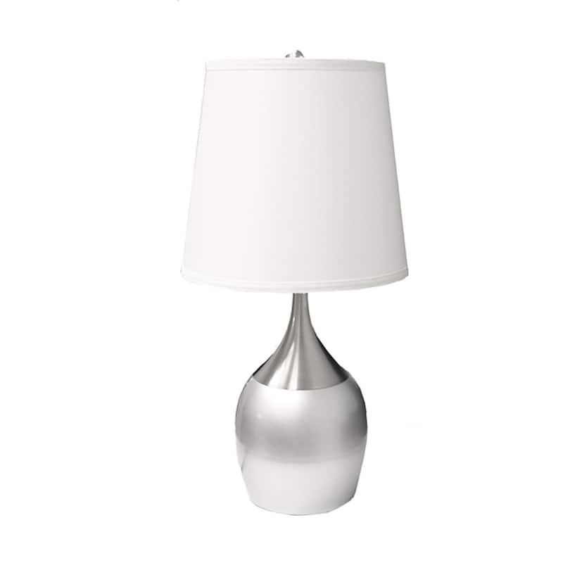 25" Modern Bedside Table Lamp with Fabric Tapered Drum Shade and 3-Way Switch Glossy Metal Base - 24.5"H x 12"W x 12"D