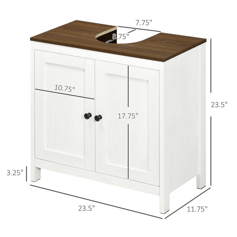 Under Sink Bathroom Storage Cabinet with U-Shaped Design and Recessed Doors - 23.5in L