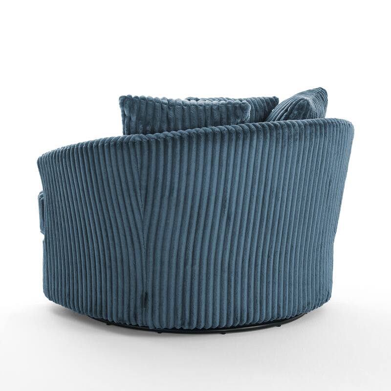 UIXE Oversize 43" Plush Corduroy Swivel Barrel Chair Comfy Accent Chair For Living Room