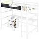 preview thumbnail 12 of 10, Wood Twin Loft Bed with Desk, Blackboard, 3-Drawers and Storage Box, White