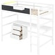 preview thumbnail 27 of 28, Wood Twin Size Loft Bed with Desk, Blackboard, Storage Box, Shelf & 3 Drawers, Safe Design with Guardrails, Grey