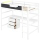 preview thumbnail 12 of 13, Wood Twin Size Loft Bed with Desk, Blackboard, Storage Box, Shelf & 3 Drawers, Safe Design with Guardrails, White