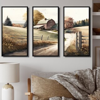 Designart "Path To The Barn IV" Barn Landscape Framed Canvas Art Print ...