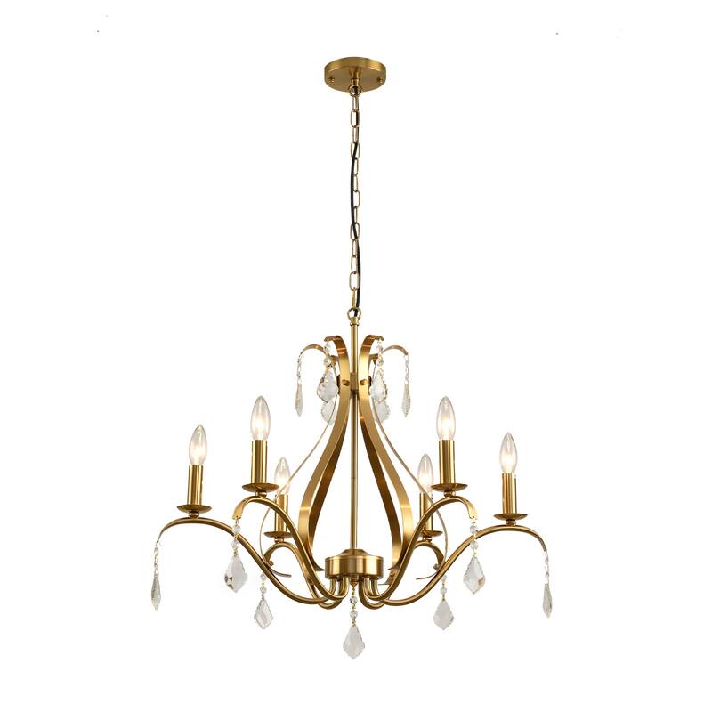 24'' French Country Crystals 6-light chandelier - N/A