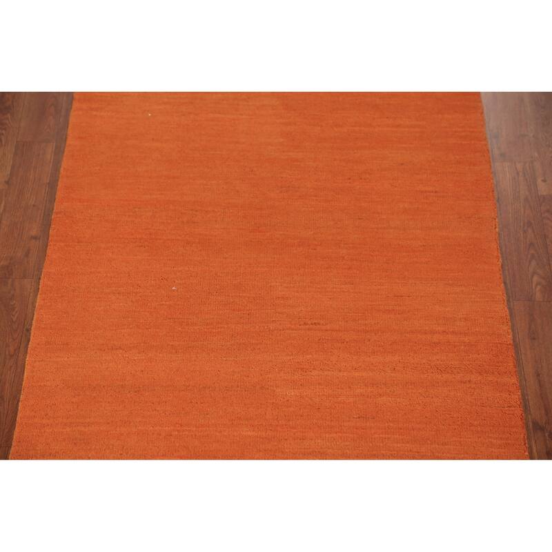 Orange Gabbeh Oriental Runner Rug Hand-Knotted Wool Carpet - 3'0" x 9'10"