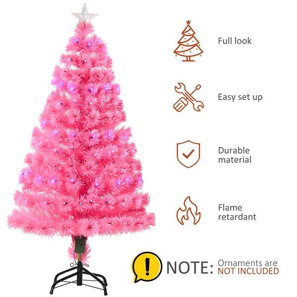 Shop Homcom 4ft Tall Artificial Tree Multi Colored Fiber Optic Led Pre Lit Holiday Home Christmas Decoration Overstock 32332417