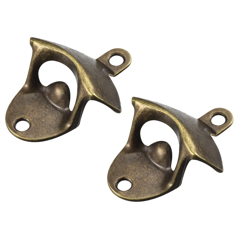 2pcs Wall Mounted Cast Iron Beer Bottle Opener Kitchen Bars Tools, Bronze