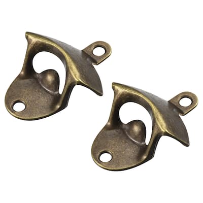 2pcs Wall Mounted Cast Iron Beer Bottle Opener Kitchen Bars Tools, Bronze