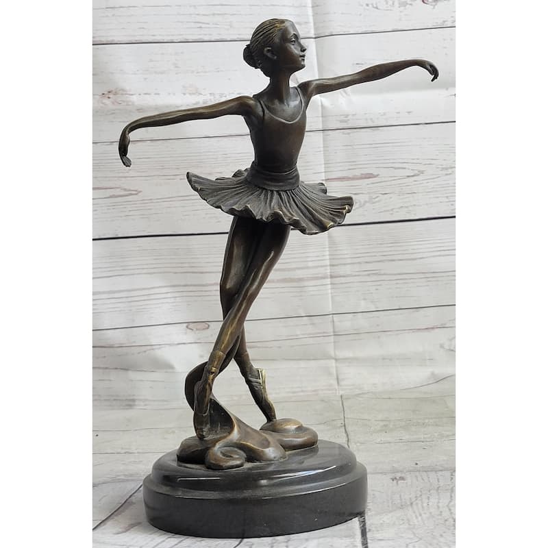 10 Inches Tall Lady Ballerina Ballet Bronze Sculpture Statue Art Nouveau Black Swan