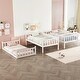 preview thumbnail 2 of 11, White Twin Size Triple Bunk Bed for Kids Bedroom, Rubber Wood Detachable Bunk Floor Bed Frame with Ladders & Guardrails
