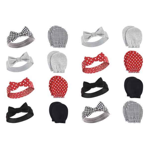slide 1 of 1, Hudson Baby Infant Girl 16Pc Headband and Scratch Mitten Set, Houndstooth, 0-6 Months - Houndstooth Houndstooth - 0-6 Months