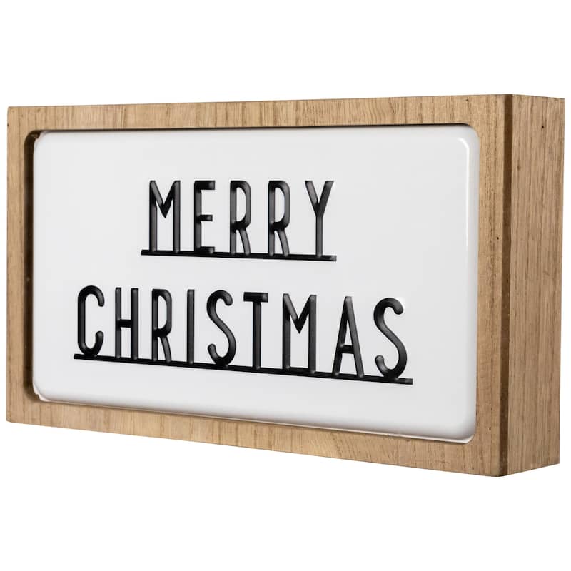 13" White and Brown "Merry Christmas" 3D Wooden Christmas Wall or Tabletop Decor