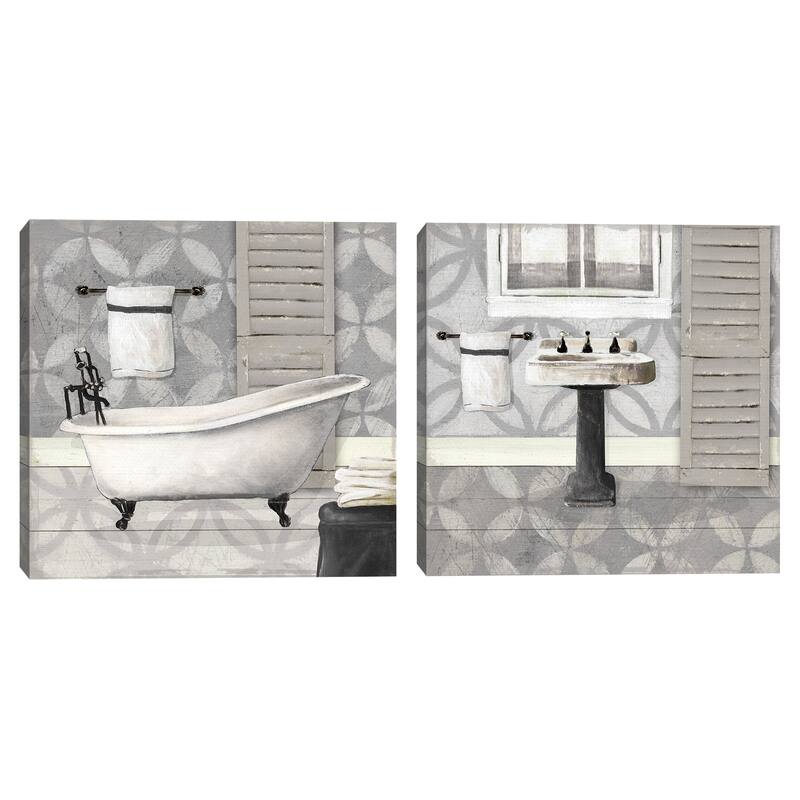 Grey Bath by Carol Robinson Canvas S/2 by Carol Robinson Canvas Art Prints