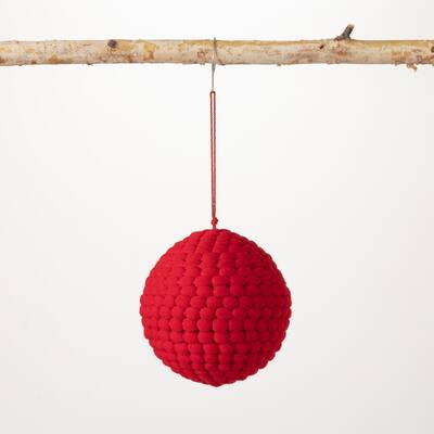 Red Pompom Ball Ornament