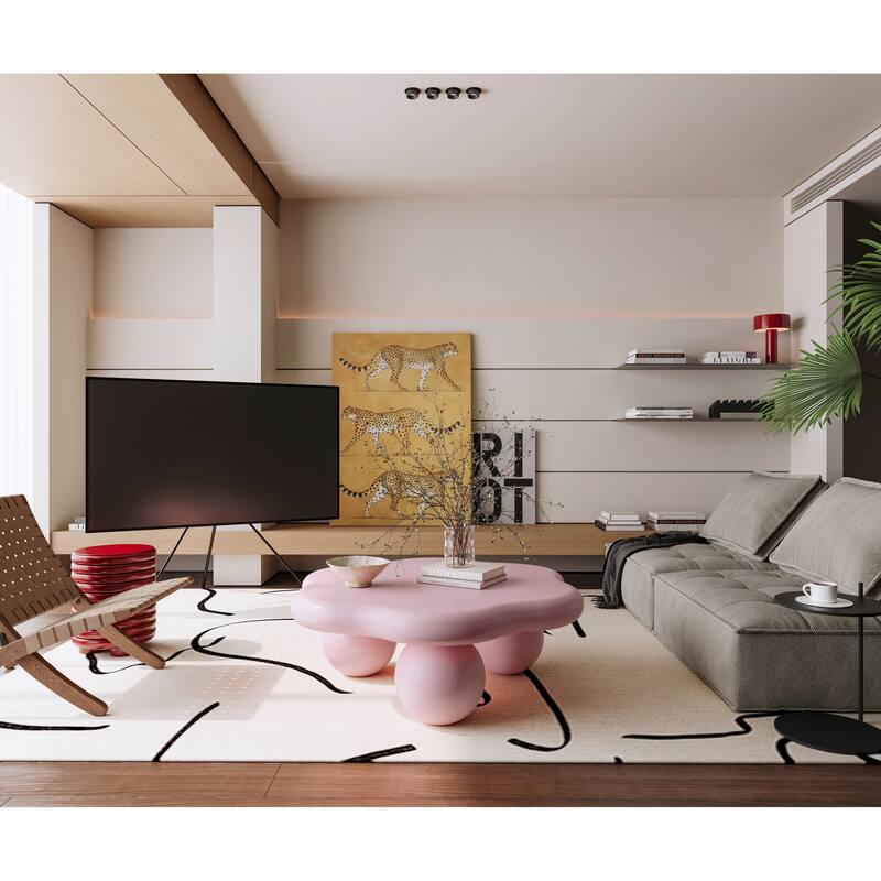 35" Cloud Shaped Modern Minimalist Coffee Table with Spherical Legs