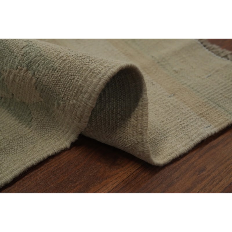 Hand Woven Oriental 100% Wool Carpet Southwestern Tribal Beige & Ivories Kilim Area Rug - 6' 0'' X 4' 0''
