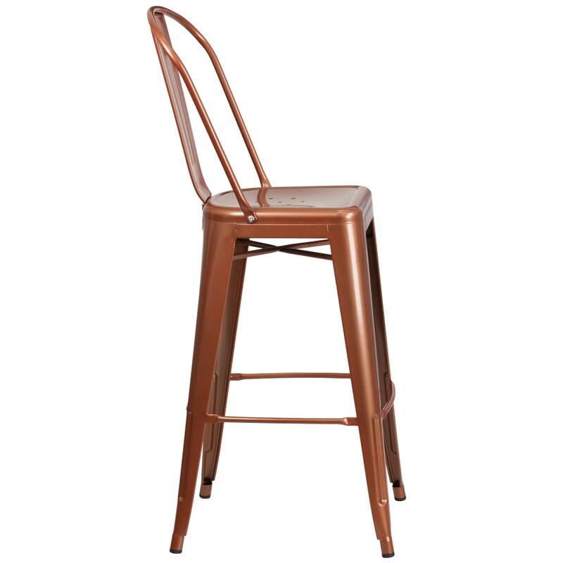 4 Pack 30" High Metal Indoor-Outdoor Barstool with Back - Kitchen Furniture