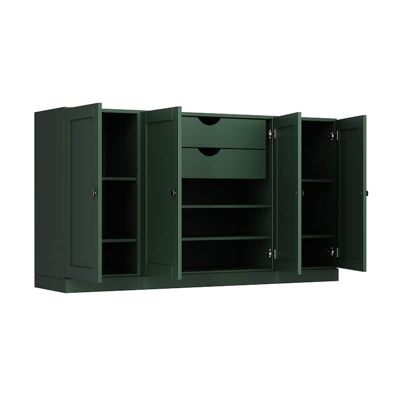 Palace Imports 100% Solid Wood 65" Sideboard with Shaker Doors, 2-Drawers & Adjustable Shelves - Green