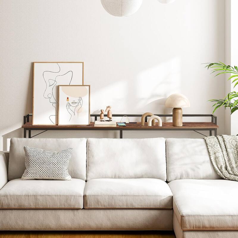Console Table with 2 Outlet and 2 USB Ports,Entryway Table Narrow Charging Station Sofa Table