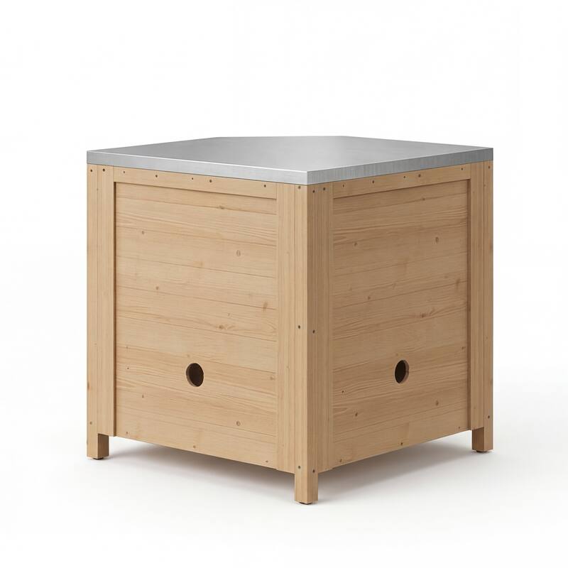 Modular Outdoor Kitchen Island Set, 100% Solid Wood BBQ Cabinet , Patio Kitchen Bar Table