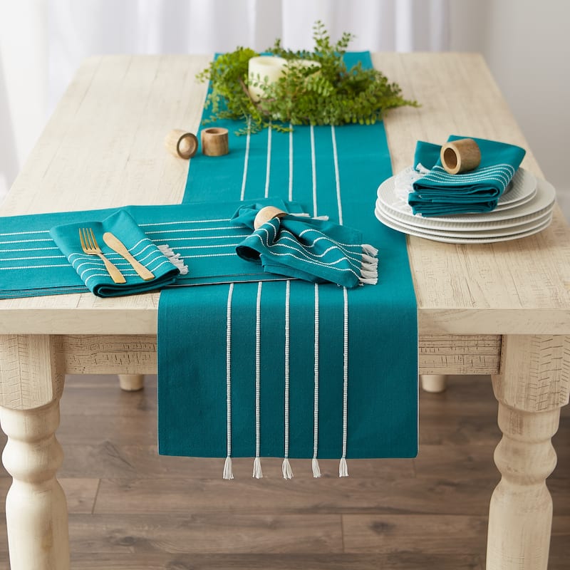 Gray and White Stripe Tassel Placemat (Set of 4)