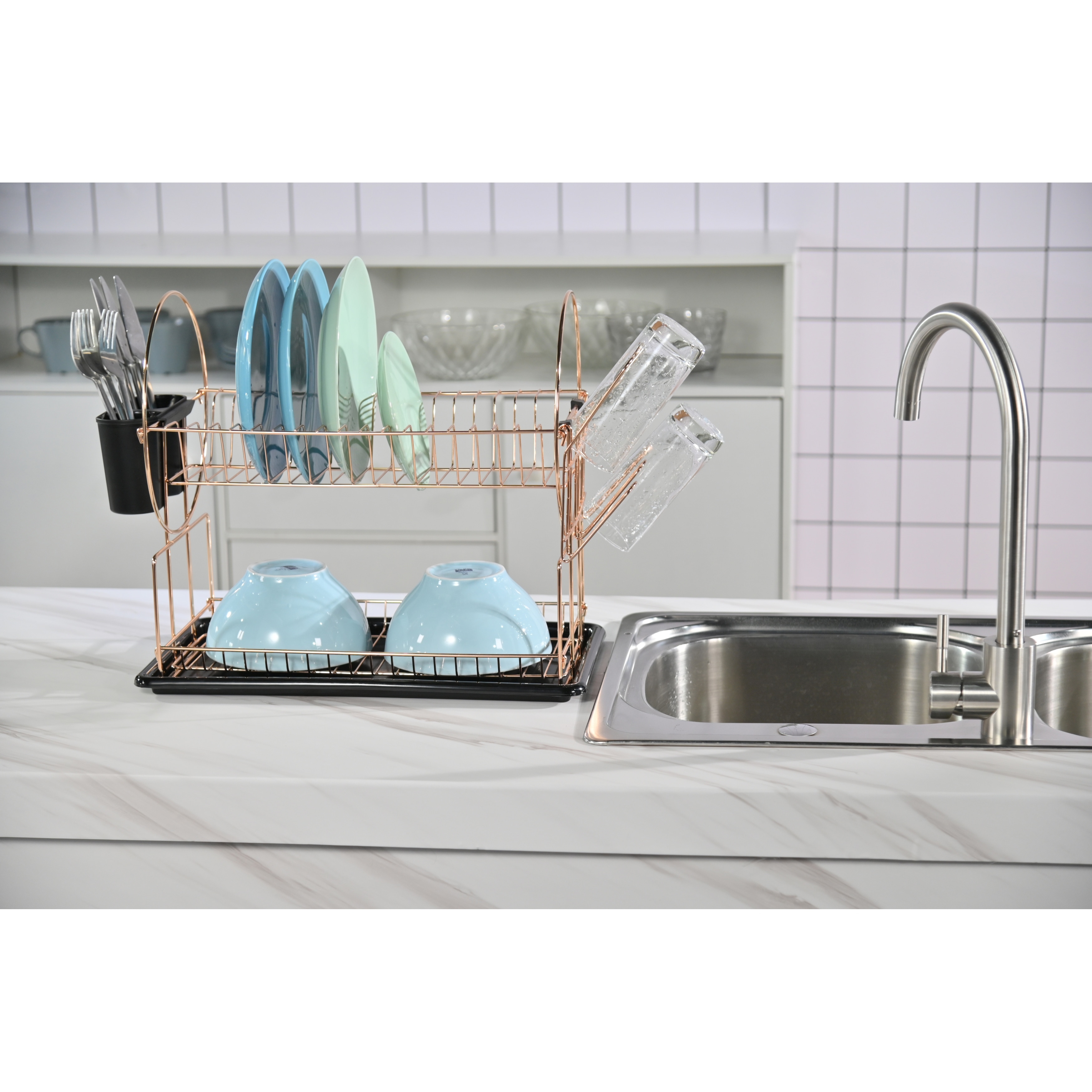 Rose gold kitchen drainer top