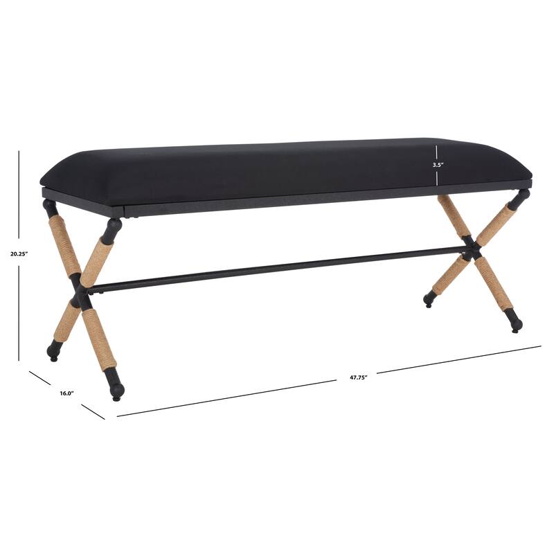 SAFAVIEH Couture Candelaria Hemp Wrapped Bench - 47.8 In W x 16 In D x 20.3 In H - 48Wx16Dx20H