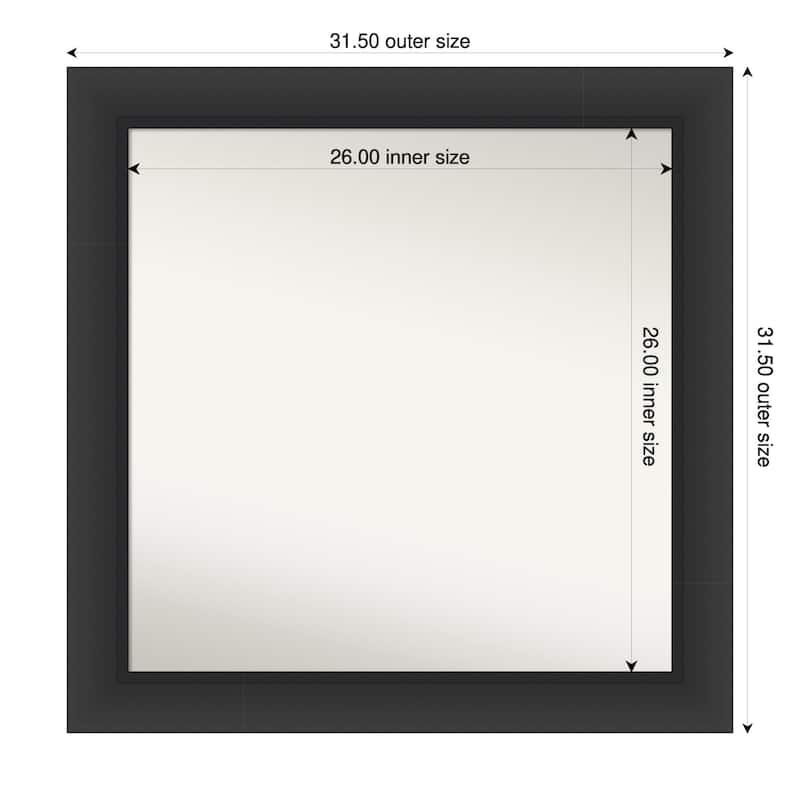 Sloped Non-Beveled Framed Bathroom Vanity Wall Mirror - 32 x 32 in - Sloped Black