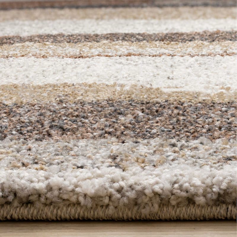 Orange Brown Cream Grey Dense Shag Rug