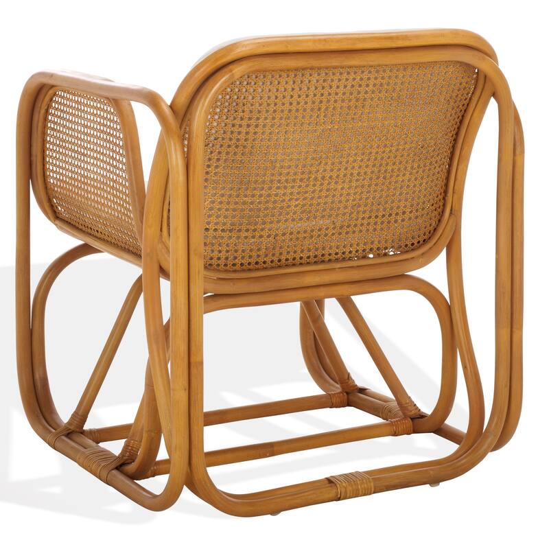 SAFAVIEH Couture Brauner Rattan Pole Accent Chair, Fully Assembled - 26"W x 28"D x 30"H