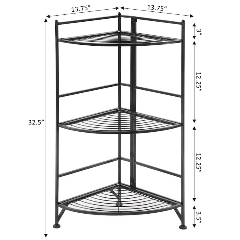 Convenience Concepts Xtra Storage 3 Tier Folding Metal Corner Shelf