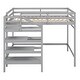 preview thumbnail 32 of 30, Full Size Loft Bed with Built-in Storage Staircase and Clothes Hanger, Space-Saving