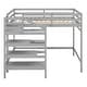 preview thumbnail 16 of 14, Modern Design Wood Loft Bed with Maximized space, Sturdy Frame, Staircase and Hanger for Clothes, Grey