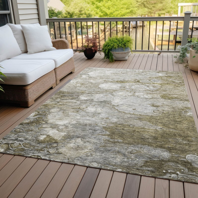 Machine Washable Indoor/ Outdoor Chantille Modern Abstract Rug