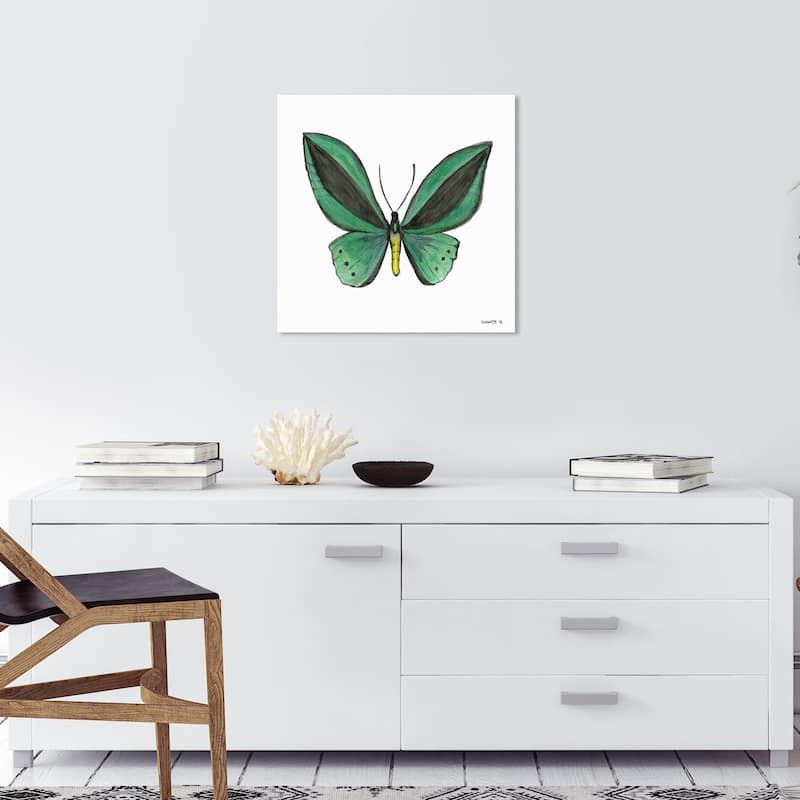 Wynwood Studio Canvas Animals Green Butterfly Green and Emerald Tropical Wall Art Canvas Print - 20 x 20