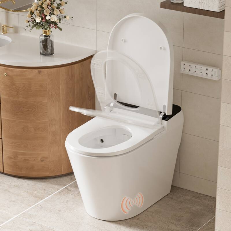 Elongated Smart Toilet Bidet 0.92/1.28 GPF in White with Multi Washing, Auto Open/Close/Flush, Antibacterial Seat