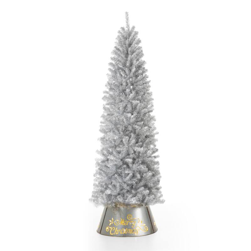 Glitzhome 7.5FT/9FT Black/Silver Unlit Tinsel Artificial Christmas Trees