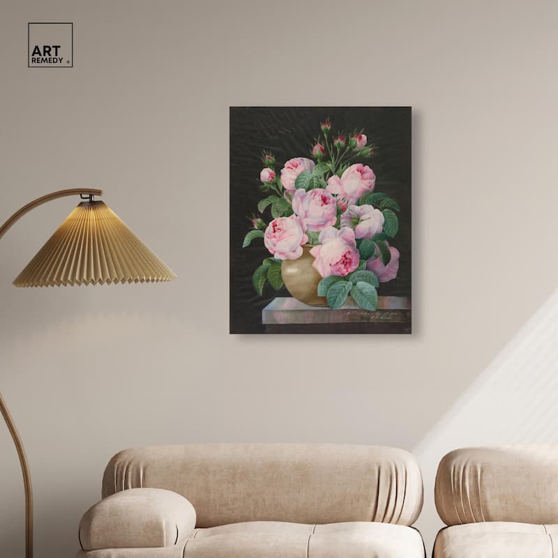 Pink Roses in a Vase Canvas by Art Remedy, Gallery Wrapped