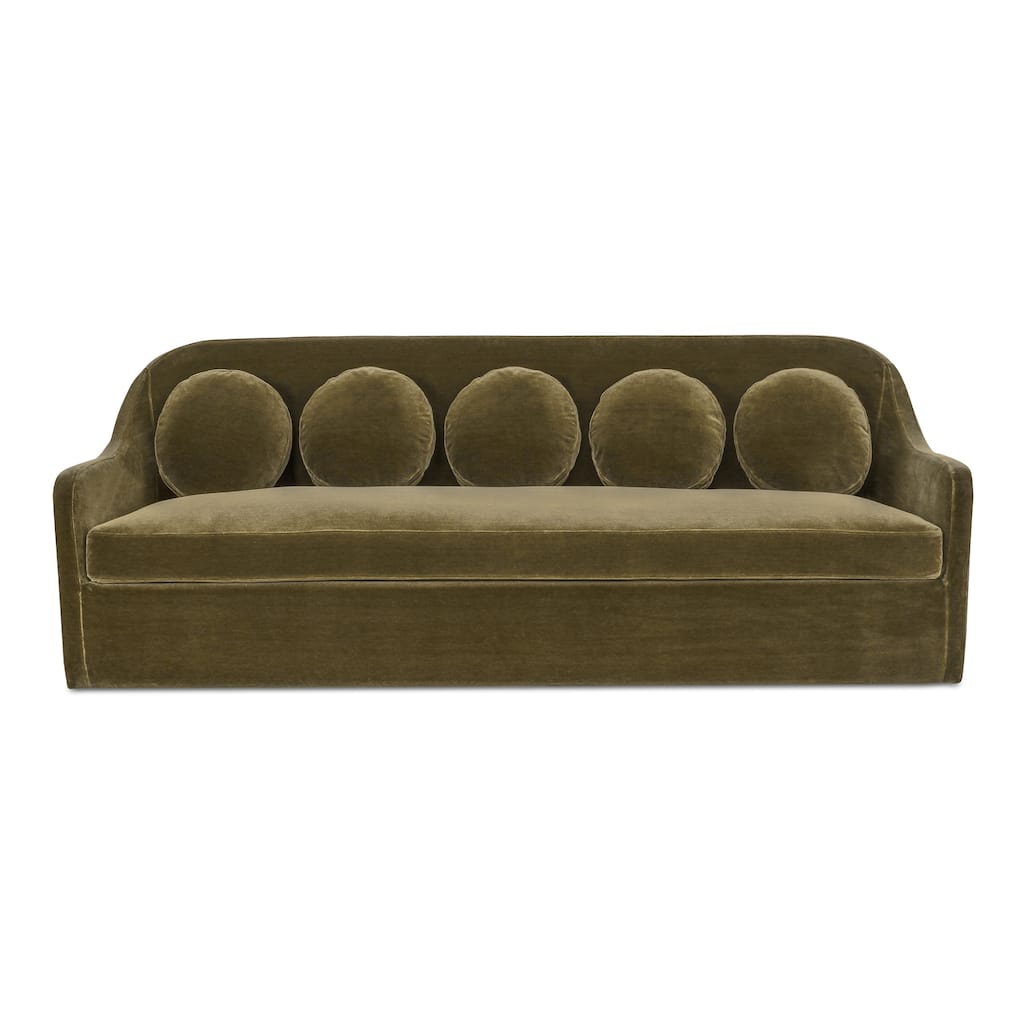 NADAAL STUDIOS Rivenor Sofa, High Curved Back with Slim Arms and Plush Toss Cushions, Dark Green