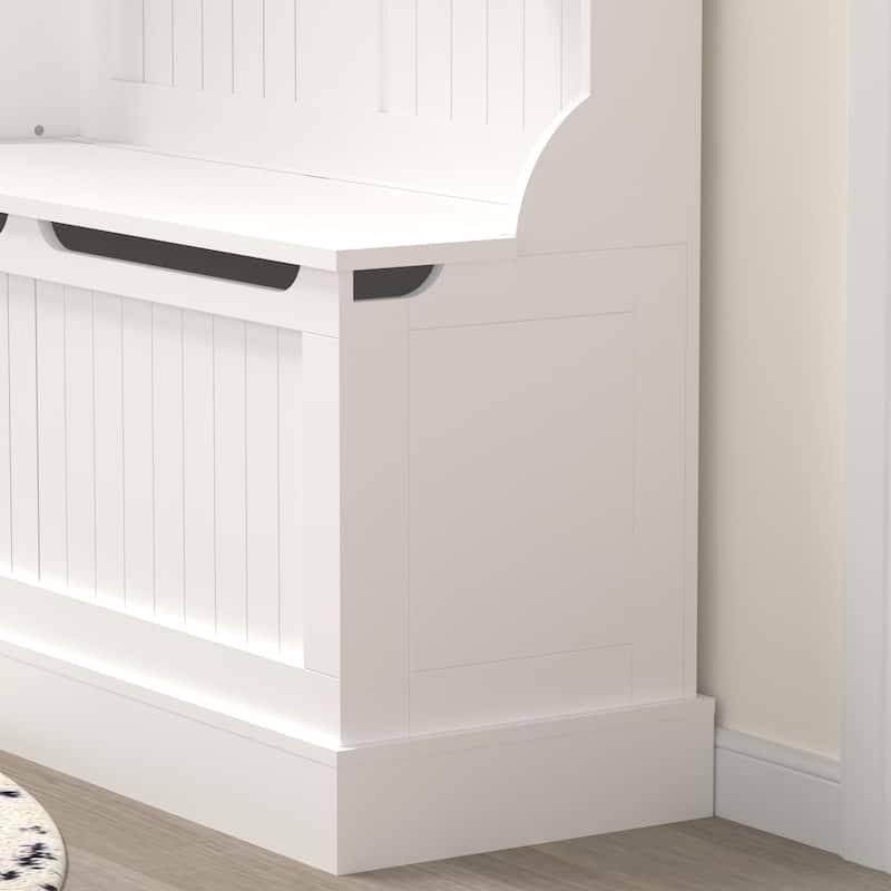 Entryway Bench with 5-Hook Coat Rack & Shoe Storage