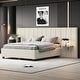 preview thumbnail 45 of 64, Full/Queen Size Upholstered Bed with Velvet Headboard and Integrated Shelves Beige - Queen