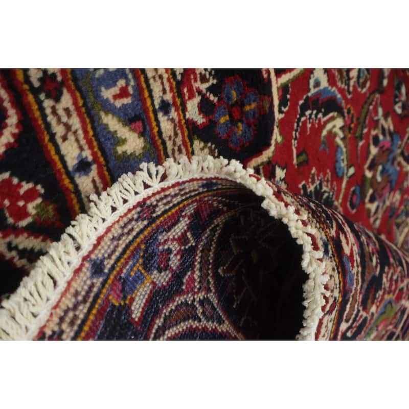 Hand Knotted Oriental 100% Wool Carpet Traditional Floral Red Kashan Area Rug - 11' 4'' X 7' 8''