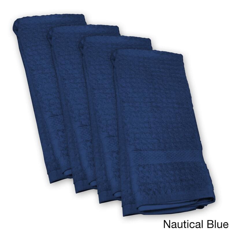 DII Solid Terry Waffle Dishtowel Set of 4 - Nautical Blue