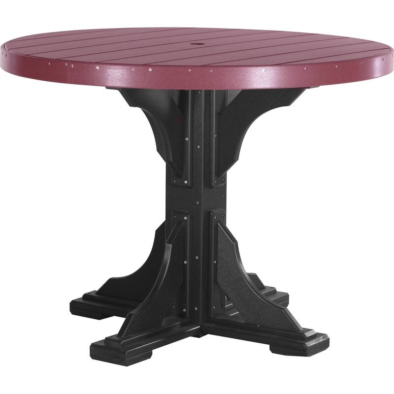 Poly Lumber Round Dining Table Set with Regular Chairs - Counter Height - Cherrywood & Black