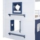 preview thumbnail 15 of 14, Playhouse Design Full over Full Wood Bunk Bed with Elegant and Elaborated Windows, Sills and Tent, Space-saving, Blue+White